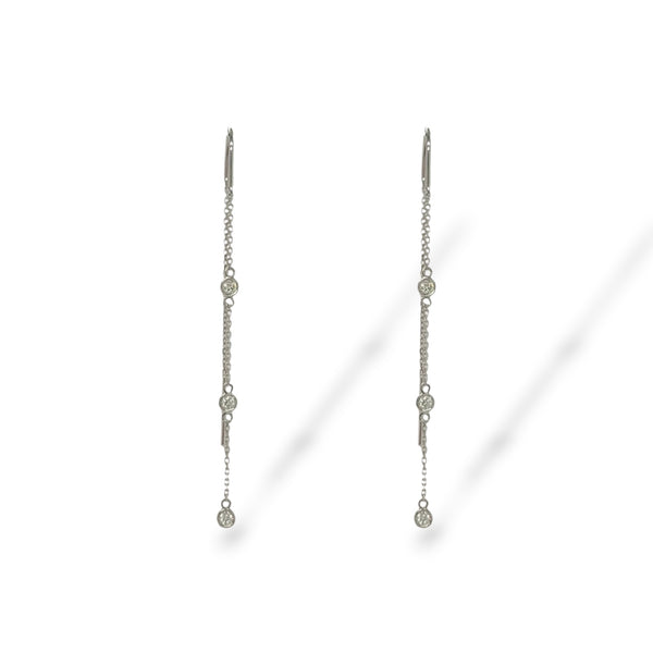 White Gold Dainty Drop Earrings