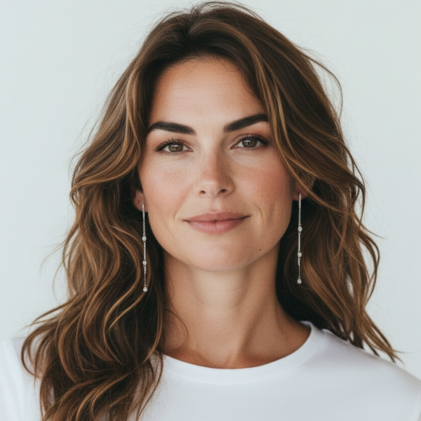 White Gold Dainty Drop Earrings