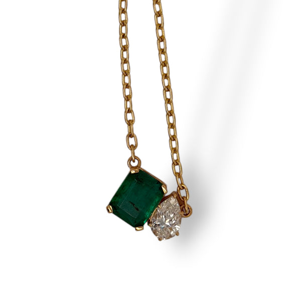 Emerald and Pear Diamond