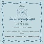 love is… community suppers: Newcomers Only 10/13
