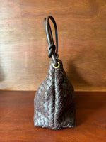 Brown Braided Leather Handbag