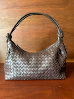 Brown Braided Leather Handbag