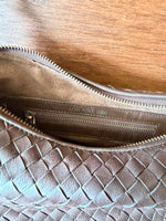 Brown Braided Leather Handbag