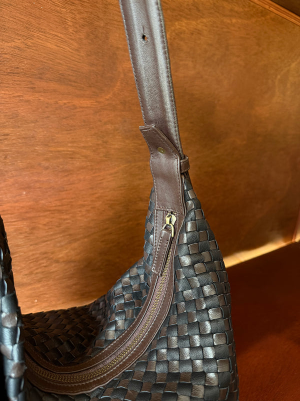 Brown and Black Braided Shoulder Bah