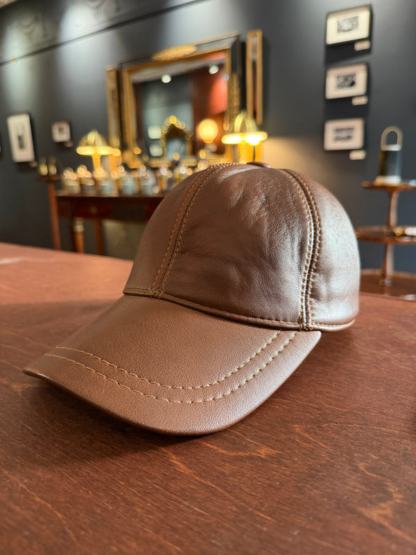 Brown Leather Cap