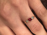 Three Stone Ruby & Diamond Ring