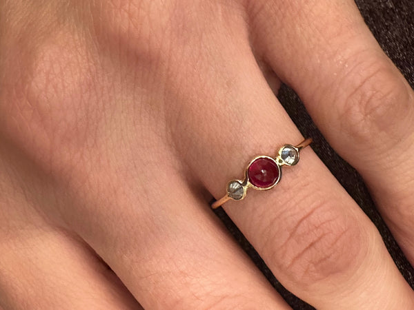 Three Stone Ruby & Diamond Ring