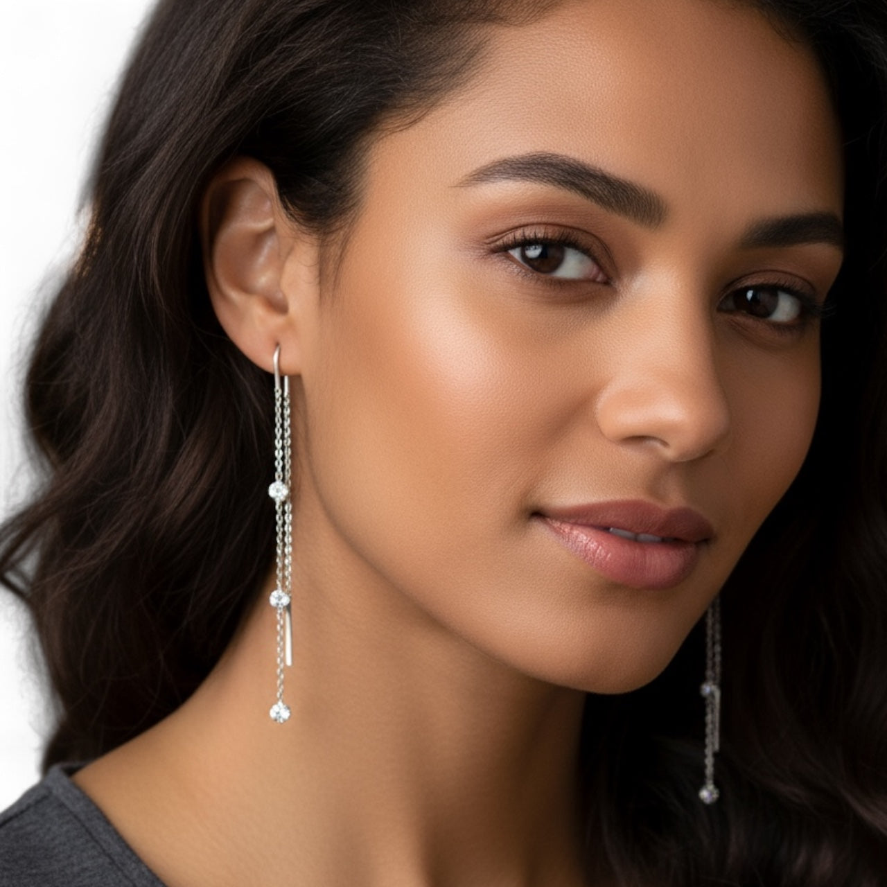 Waterfall Drop Earrings White Gold