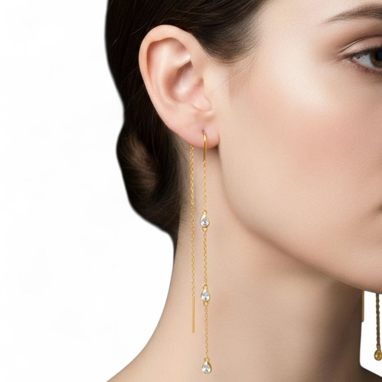Waterfall Drop Earrings Yellow Gold