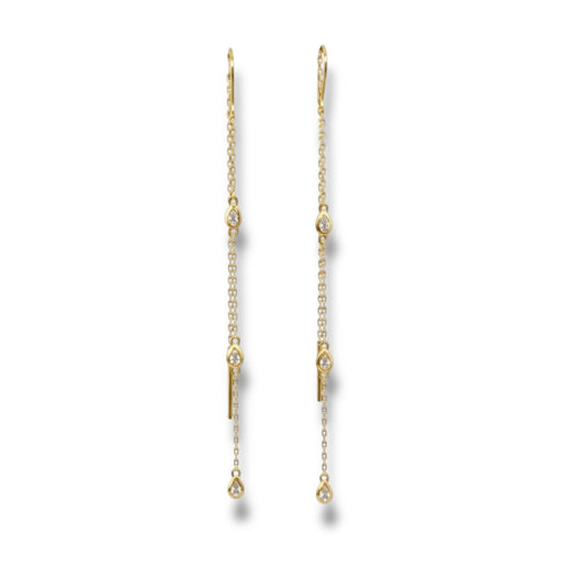 Waterfall Drop Earrings Yellow Gold