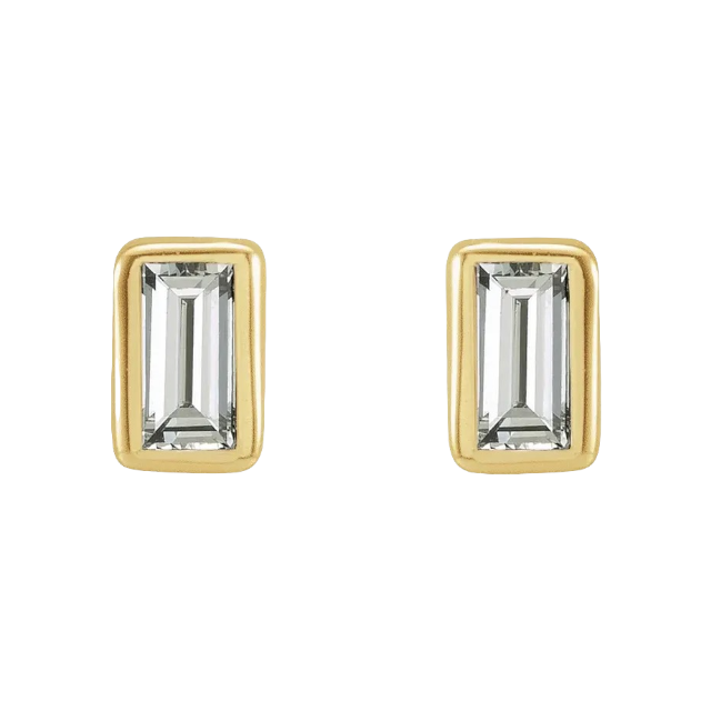 Gold Baby Baguette Studs