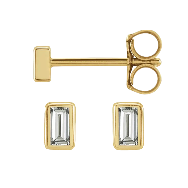 Gold Baby Baguette Studs