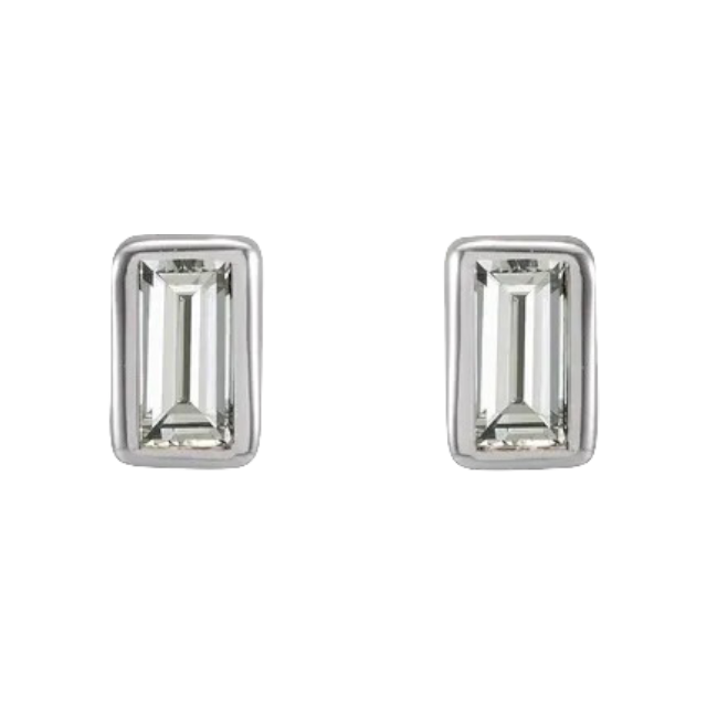 White Gold Baby Baguette Studs