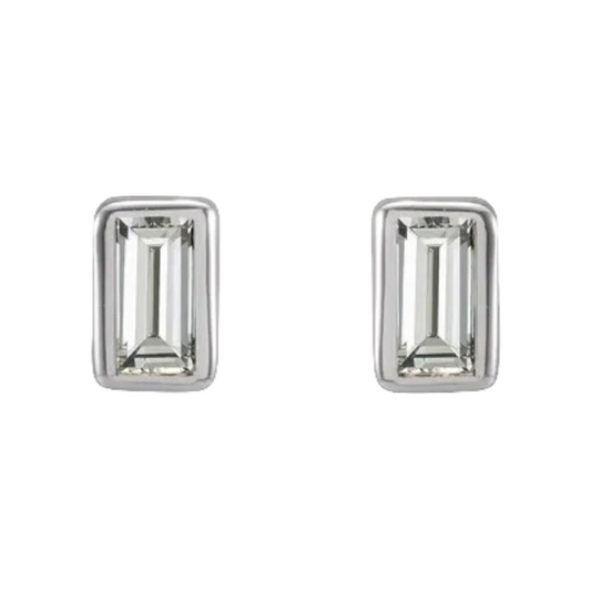 White Gold Baby Baguette Studs