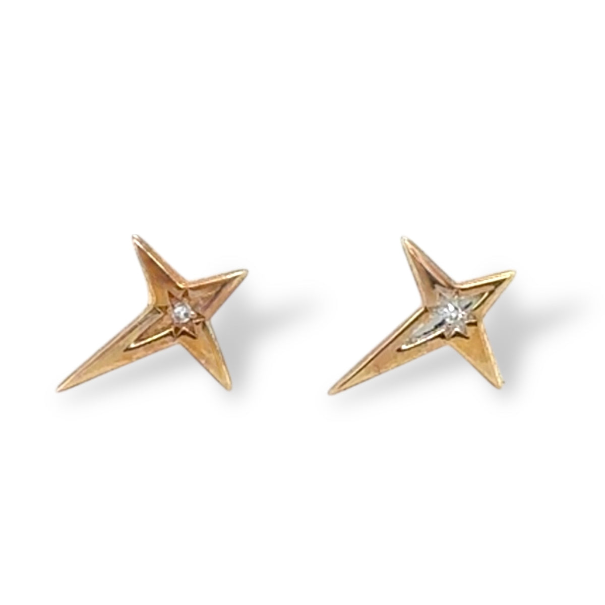 Gold Star Diamond Earrings