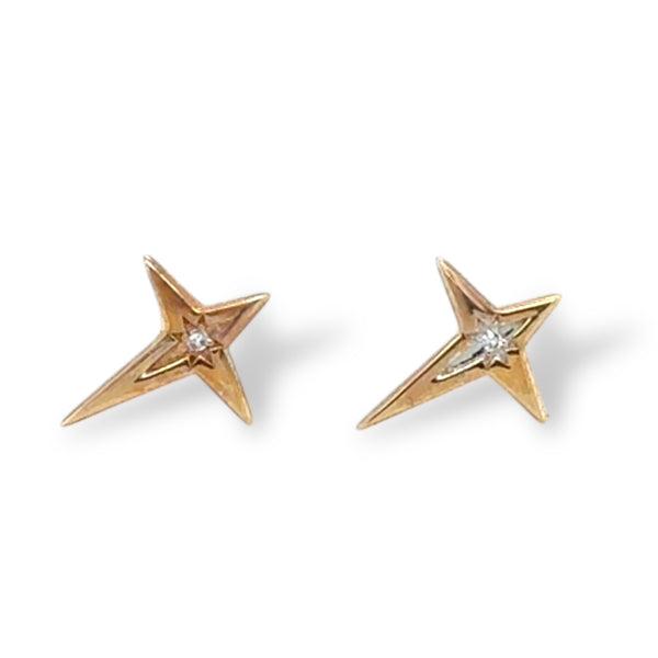 Gold Star Diamond Earrings