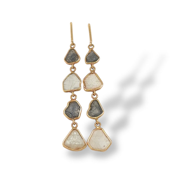 Sliced Diamond Dangly Earrings