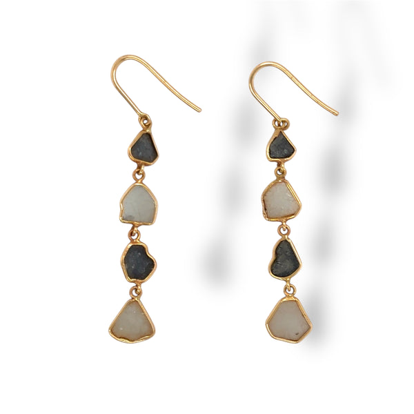 Sliced Diamond Dangly Earrings