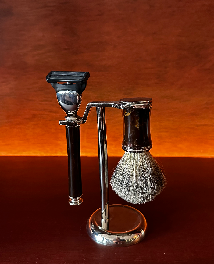 Marbled Chrome Shaving Set II