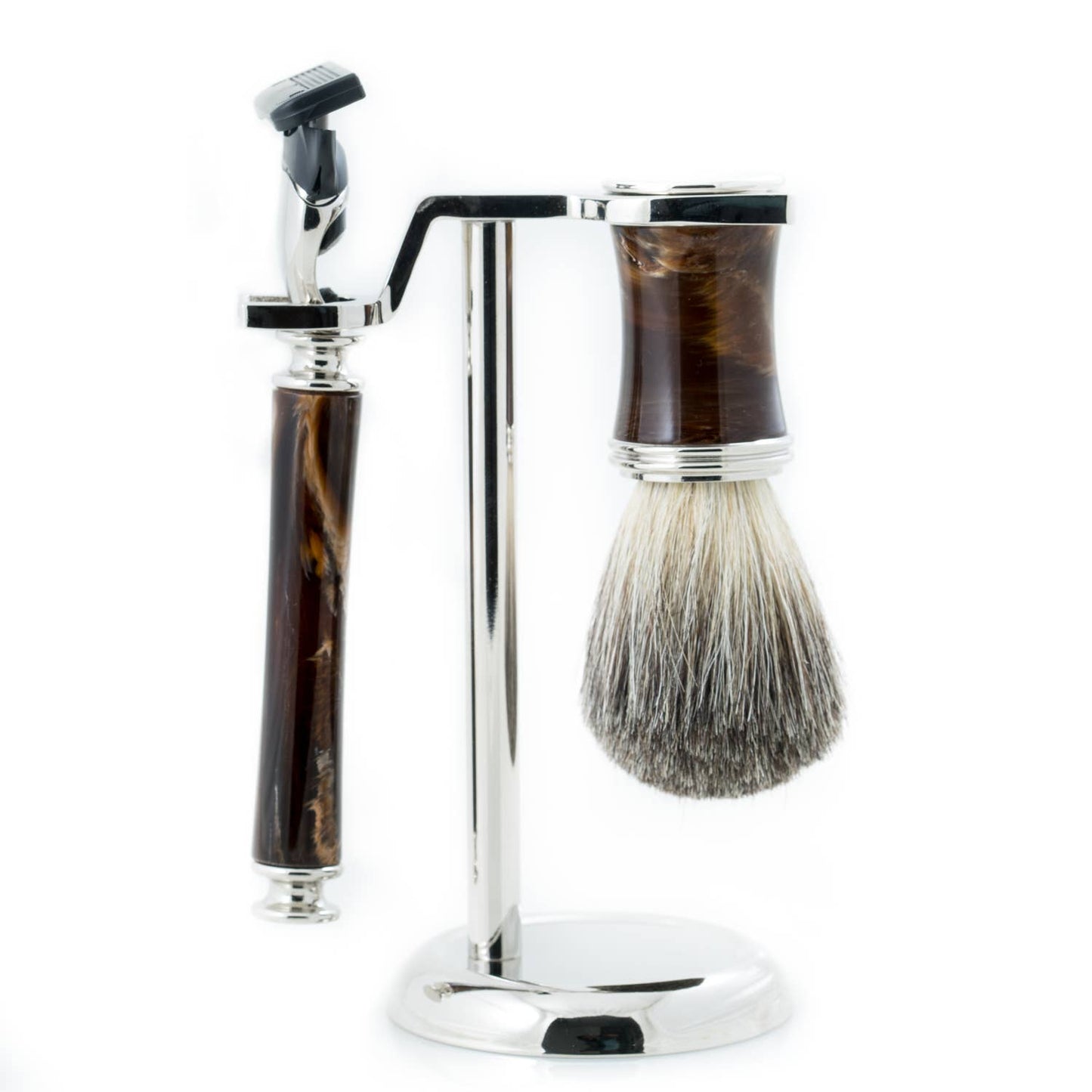 Marbled Chrome Shaving Set II