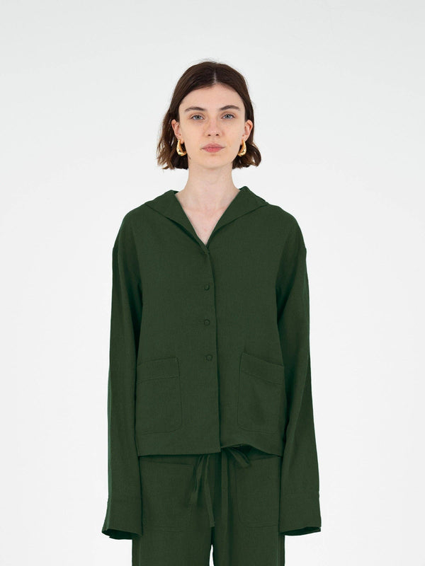 Hunter Green linen shirt
