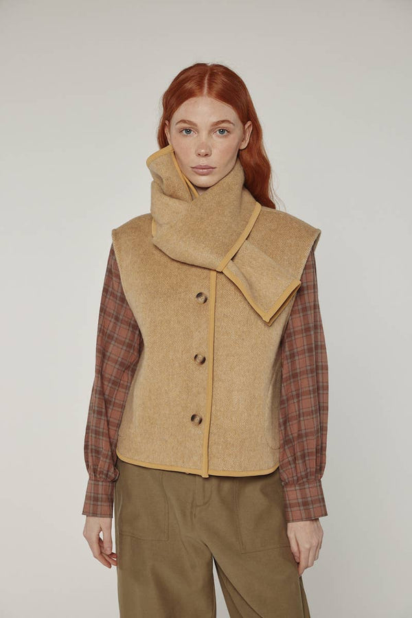 Wool-blended scarf vest