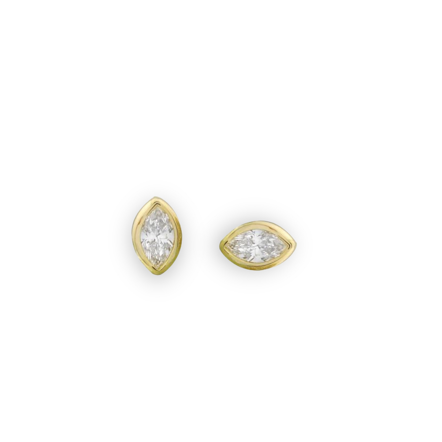 Marquise Kiss Stud Earrings Yellow Gold