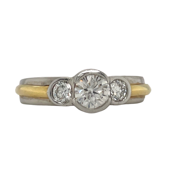 Platinum & Gold 3 Stone Engagement