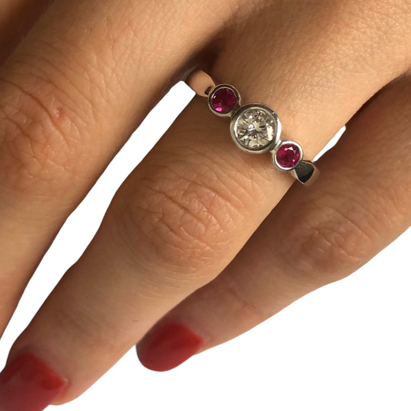 Three Stone Ruby Ring
