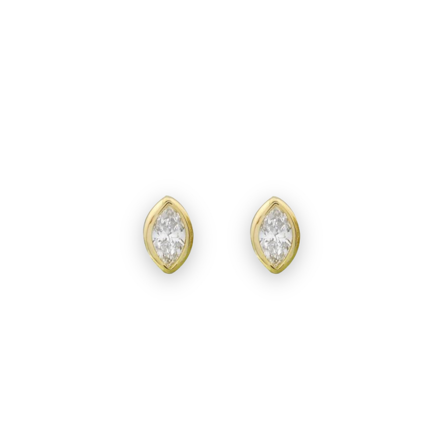 Marquise Kiss Stud Earrings Yellow Gold