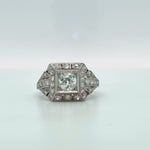 Vintage Art Deco Square Halo Diamond Ring